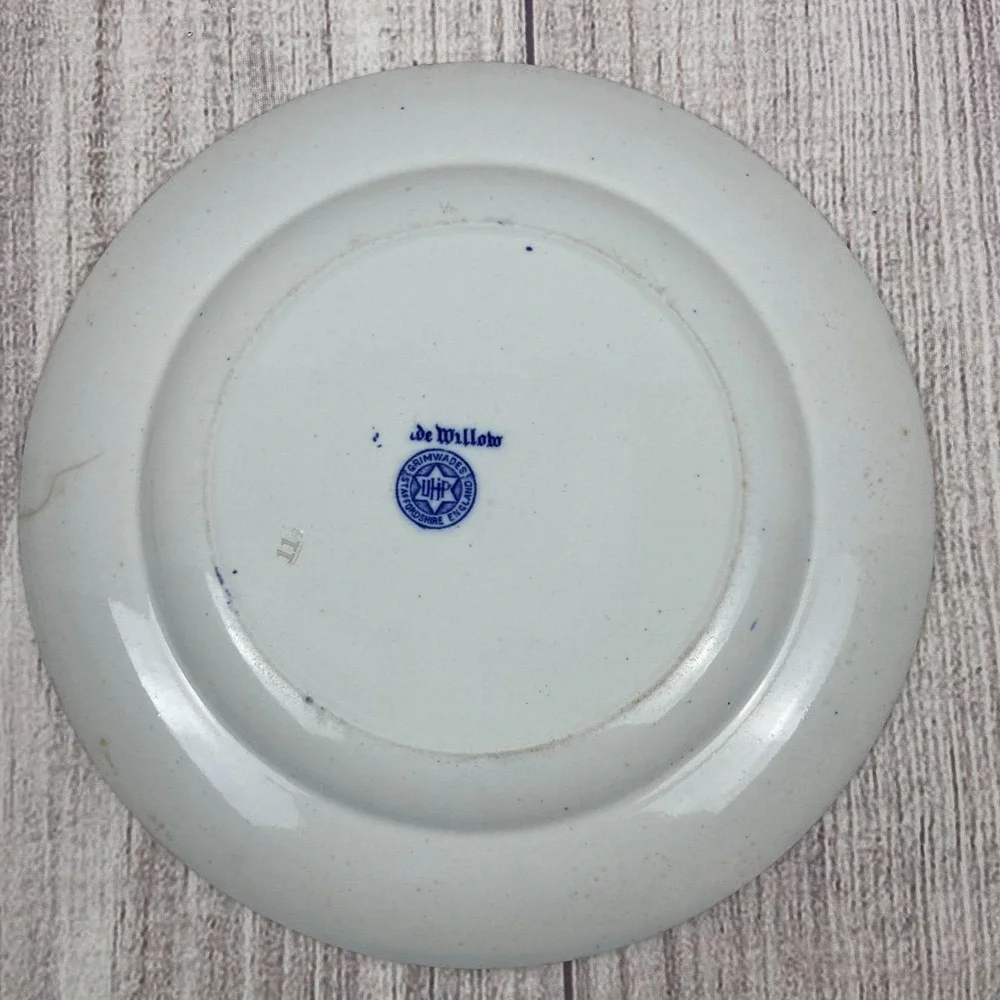 Grimwades England Ye Olde Willow Dinner Plate 10-1/8" Traditional Blue & White - Picture 6 of 7